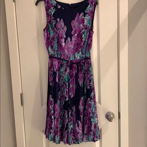 Adrianna Papell Navy Blue/Purple Floral Dress